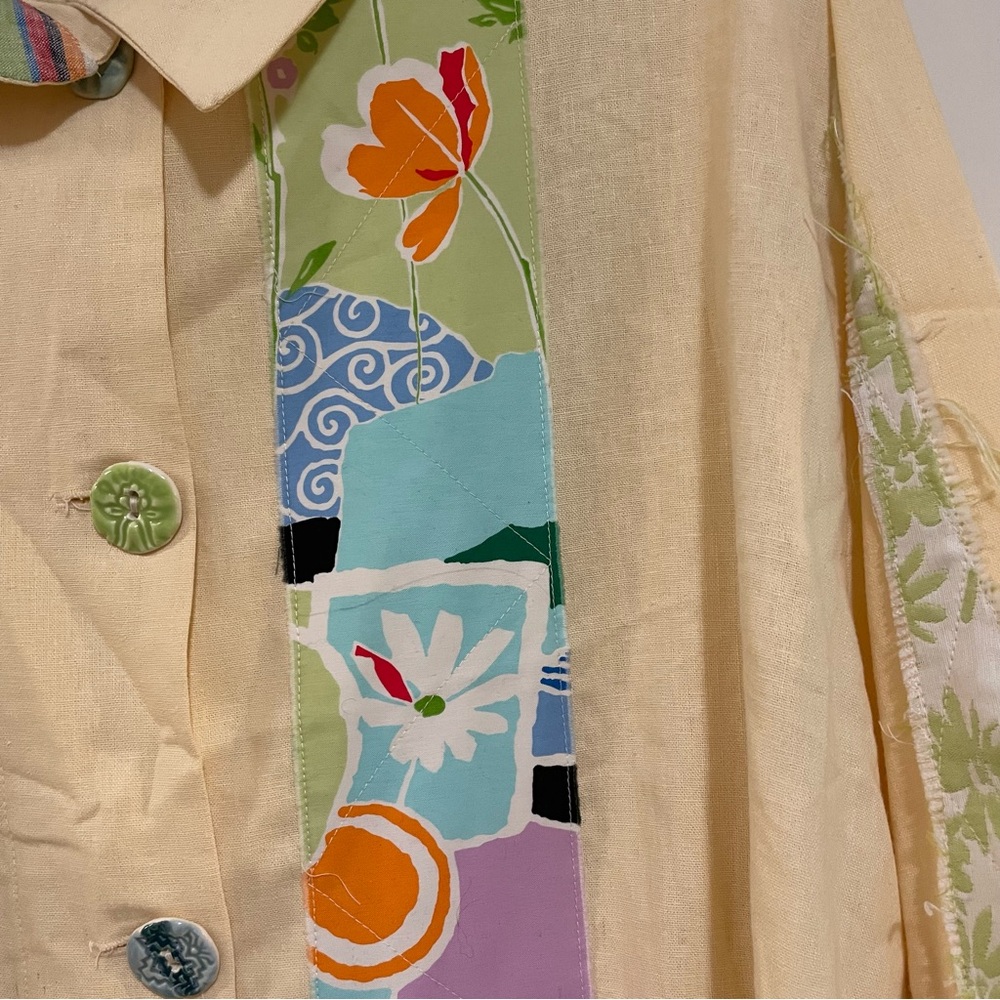 Lee Anderson Colorful Patchwork Button-Up Linen B… - image 5